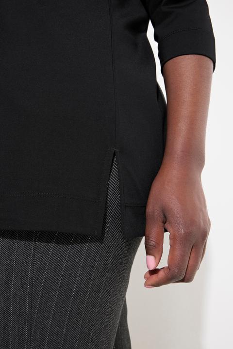 Immagine prodotto Ulla Popken Maglia dal taglio svasato con perline, ricami, scollo a girocollo e maniche a 3/4 (42, 44)