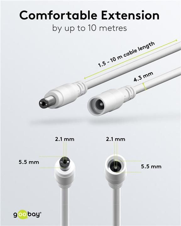 Actual product image Goobay DC-Verlängerungskabel, 5 m, weiss (5 m)