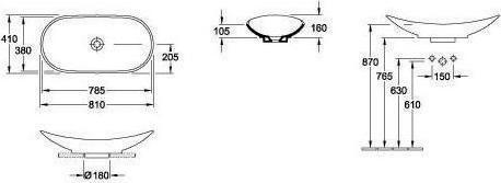 Produktbild Villeroy & Boch Aufsatzwaschbecken My Nature 81cm wei mit Beschichtung 411080R1 (410 mm, 810 mm)