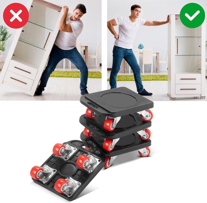 Produktbild Stahlwerk Möbeltransport Set 4 Transportroller und 1 praktischer Möbelheber (400 kg)