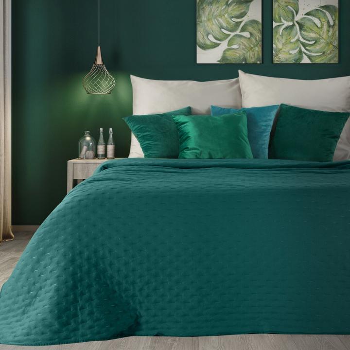 Actual product image Eurofirany LIBI/2 Bedspread quilted with hot press technique (hot press), 220X240 cm, color: dark turquoise (220 x 240 cm)