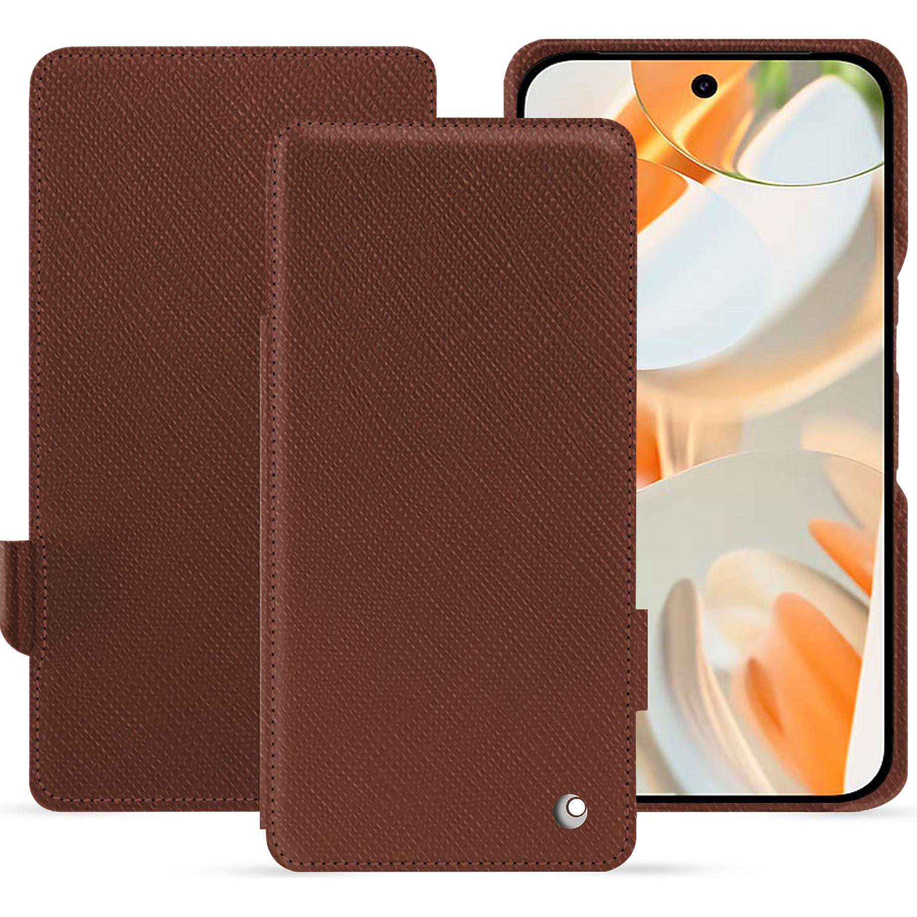 Noreve Lederschutzhülle horizontal (Google Pixel 9 Pro Fold), Smartphone Hülle, Braun