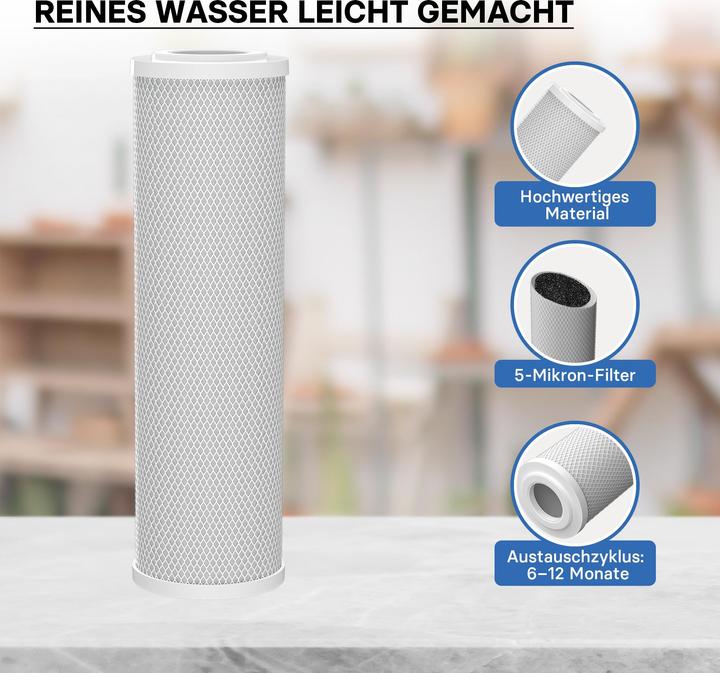 Immagine prodotto Naturewater Bloc Charbon actif 10 pouces 254mm 5µ Inserto di filtrazione CTO-10B