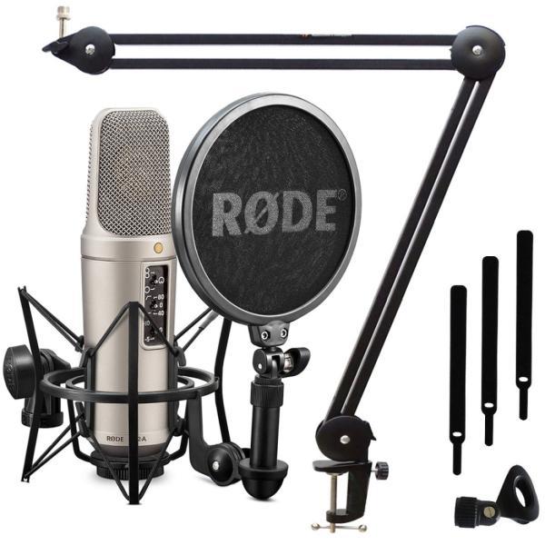 Rode NT2-A Kondensatormikrofon Rode SM6 Spinne mit Popschutz Rode Mikrofonkabel 6m Rode Staubschutzbeutel Keepdrum MS138 Mikrofonarm Reduziergewinde 3, 8" 3 Klett-Kabelbinder Mikrofonklammer, 8" zu 5