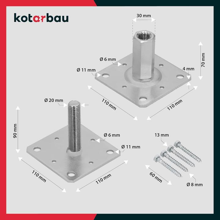 Actual product image Kotarbau Pfostenträger-Set Höhenverstellbar