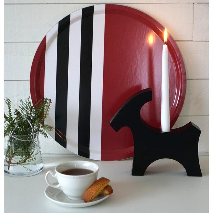 Produktbild Born in Sweden Rundes Tablett Line Red 46cm aus Birkenschichtholz