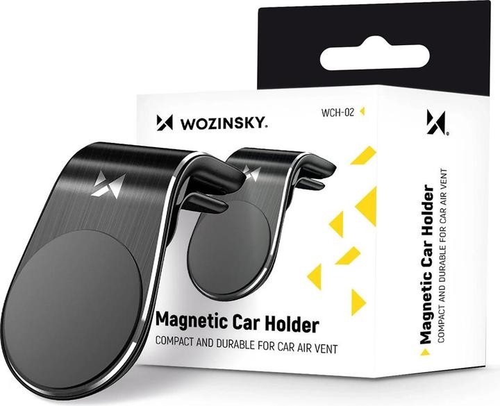 Actual product image Wozinsky magnetic phone holder on the ventilation grille black (WCH-02)