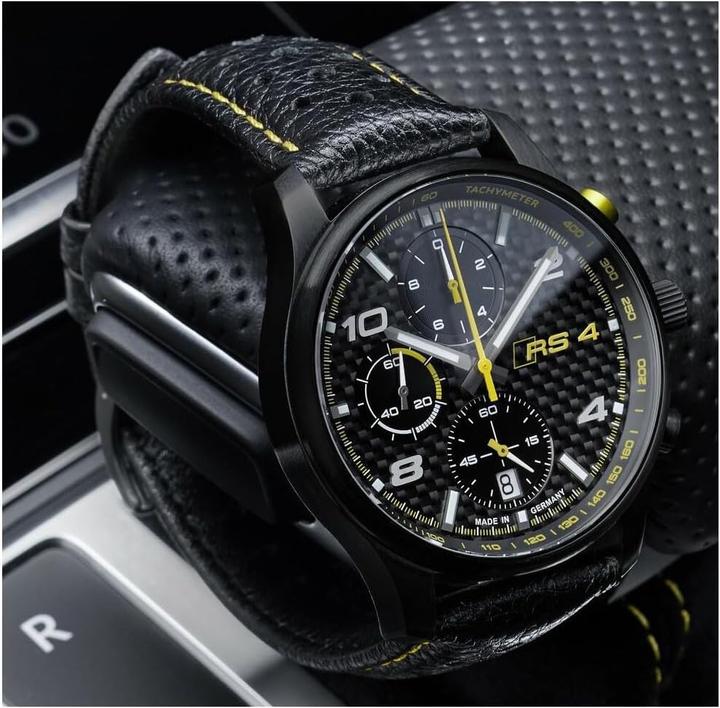 Actual product image Audi collection Analog Quartz Chronograph with Leather Strap and Date Display