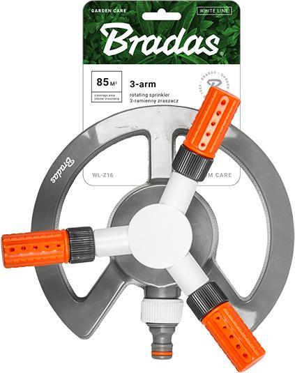 Actual product image Bradas 3-arm lawn sprinkler WHITE LINE grey/white/orange Rotating sprinkler/circle sprinkler with 3 (Circular sprinkler)