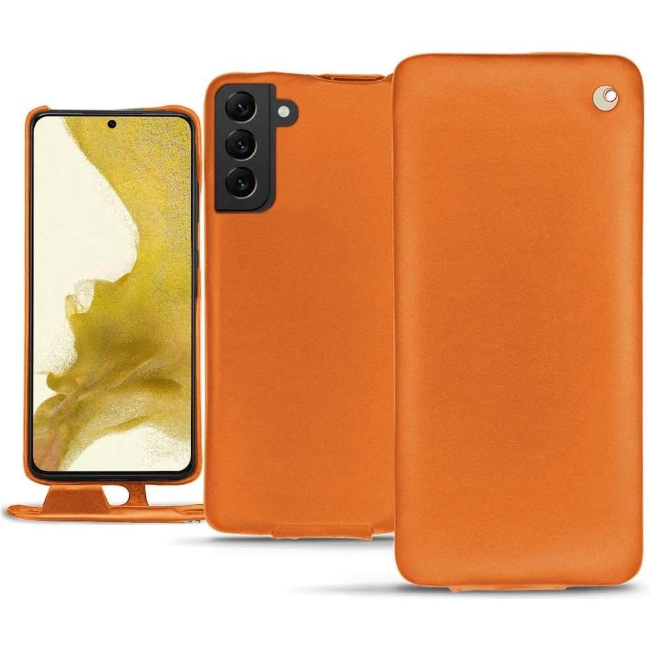 Noreve Lederschutzhülle vertikal (Samsung Galaxy S22), Smartphone Hülle, Orange