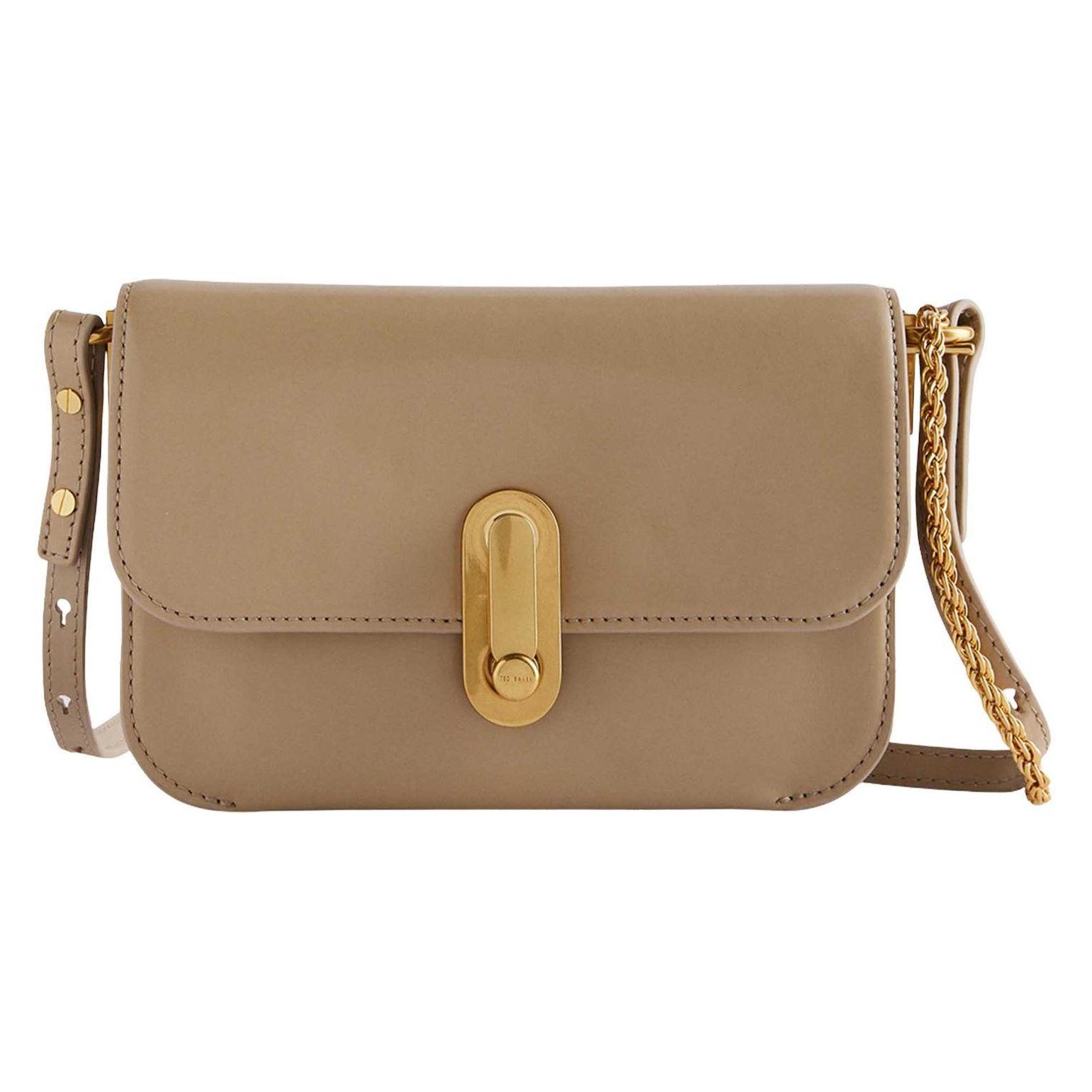 Ted Baker, Damen, Handtasche, Kkaysa Polished Leather Crossbody Bag, Beige