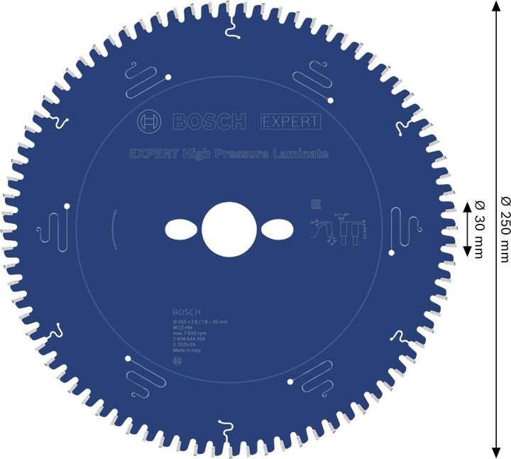 Produktbild Bosch Professional Zubehör Kreissägeblatt Expert for High Pressure Laminate, 250 x 30 x 2,8 mm, 80