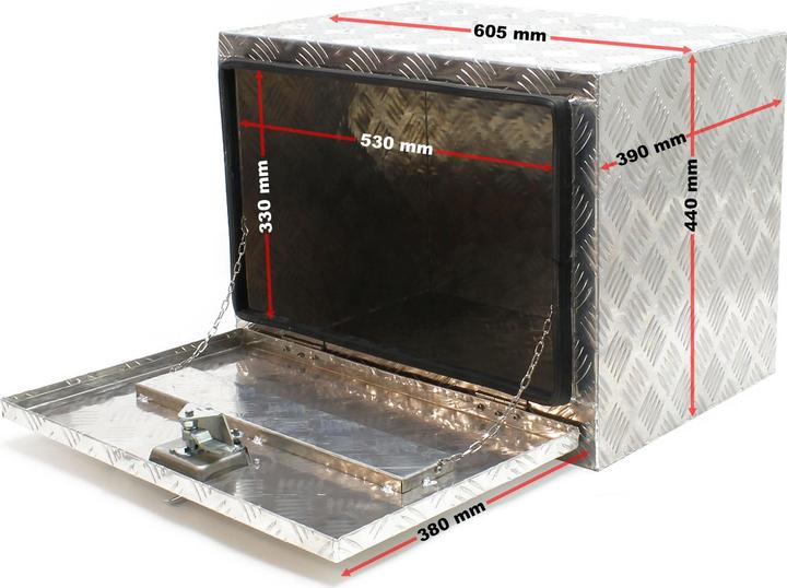 Produktbild Wiltec Alu Unterbaubox 61,5x40x45cm 7kg Pkw Anhänger Lkw Nutzfahrzeuge Staubox (61.5 x 40 x 45 cm, 110.25 l)