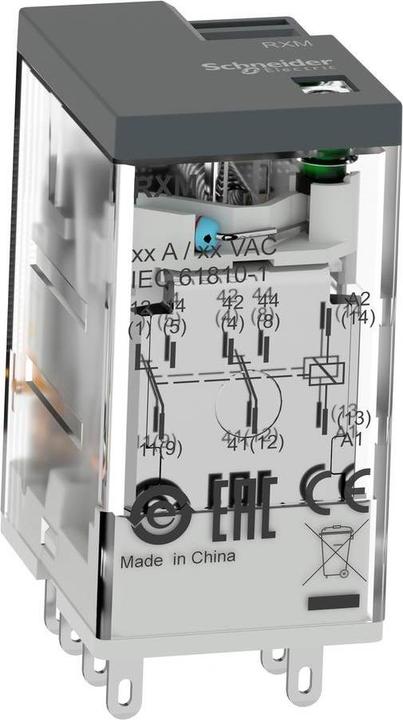 Produktbild Schneider Miniaturrelais, Easy Harmony RXM2L, 5A, 2W, 24V DC, mit LED RXM2LB2BD