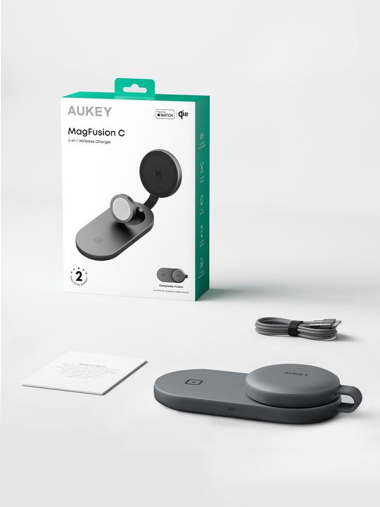 Actual product image Aukey MagFusion C 3-in-1 Wireless Charger (15 W)