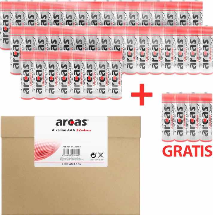 Image du produit Arcas Alkaline 32AAA +4 gratis (4 pcs, AAA, 1120 mAh)