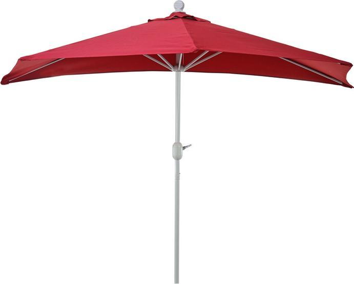 Actual product image Swisshandel24 Parasol half-round, half-umbrella balcony umbrella, UV 50+ polyester/aluminium 3kg, 300cm bordeaux (2.85 m)