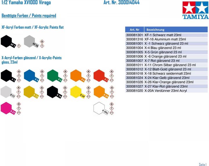 Actual product image Tamiya Yamaha Virago