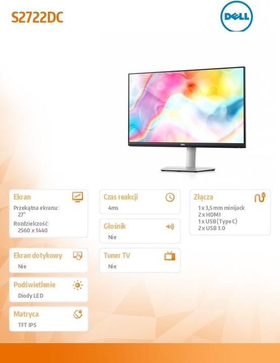 Productafbeelding Dell S2722DC (2560 x 1440 pixels, 27")
