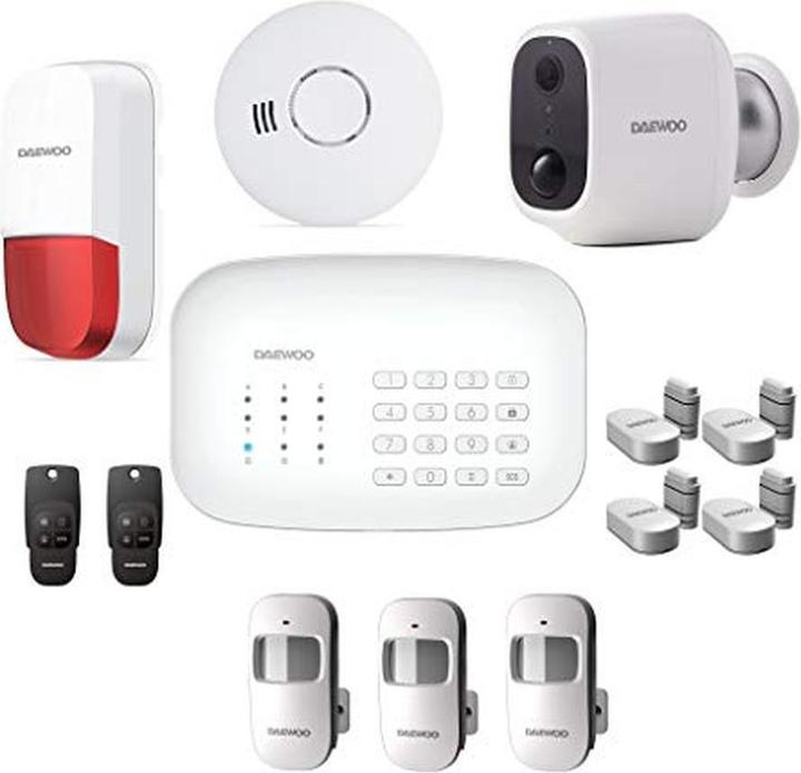Daewoo WLAN-/GSM-Alarmsystem mit Kamera, Sirene und 12 Zubehörteilen für Modellschutz
