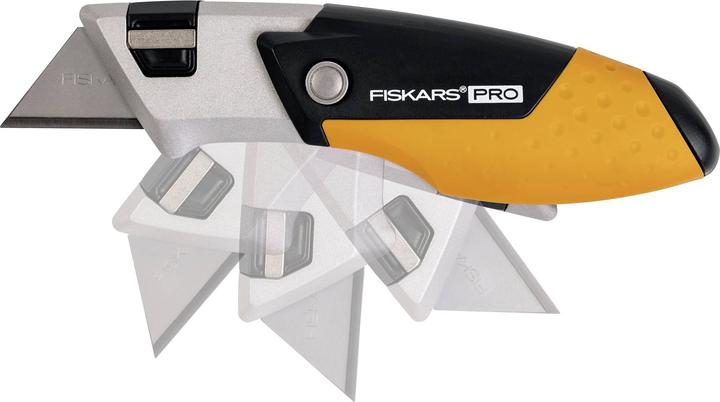 Actual product image Fiskars Pro Compact Universal Folding Knife, length 12 cm, stainless steel/plastic, black/orange (Cutters)