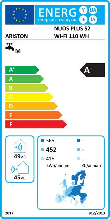 Energie-Label Ariston Pompa ciepła NUOS PLUS S2 WI-FI 110 WH (3629146)