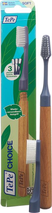 Actual product image TePe Choice toothbrush with 3 interchangeable heads (Soft, 1 x)