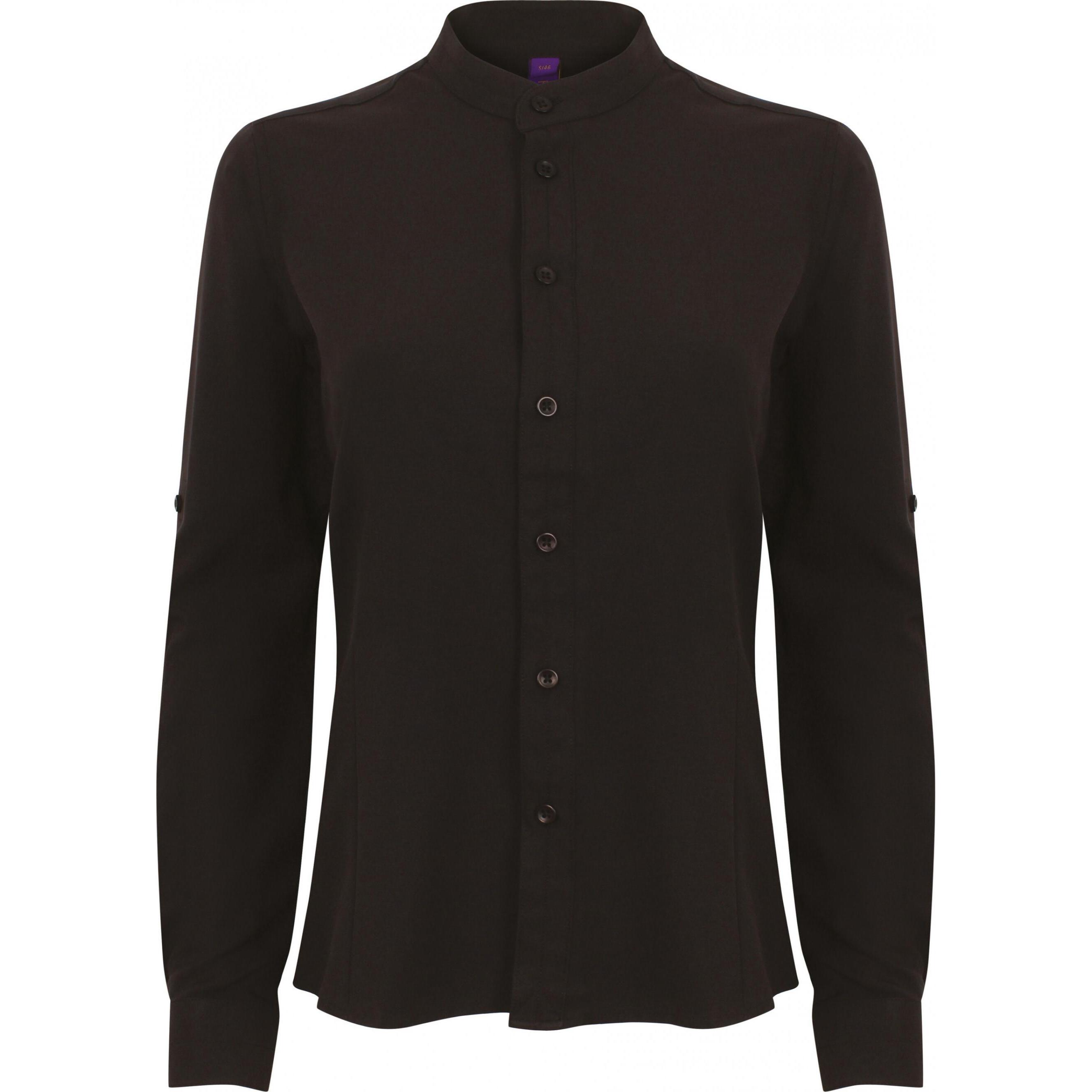 Henbury, Damen, Hemd, Hemd mit Mao-Kragen, Damen, Schwarz, (S)
