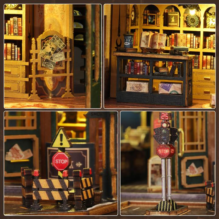 Image du produit Activity Board DIY Miniature Dollhouse Kit, Wooden Dollhouse Construction Kit, Miniature House Kit with LED Light