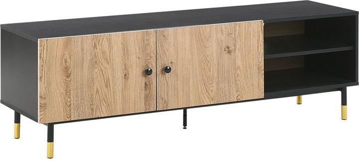 Image du produit Beliani Meuble TV noir avec bois clair ABILEN (150 x 40 x 48 cm)