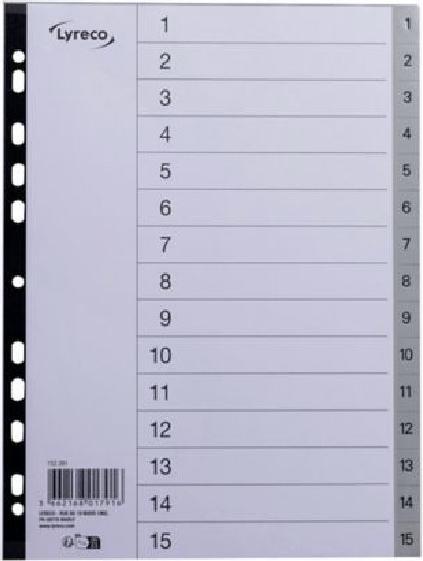 Actual product image Lyreco Register Kunststoff grau 1-15 A4