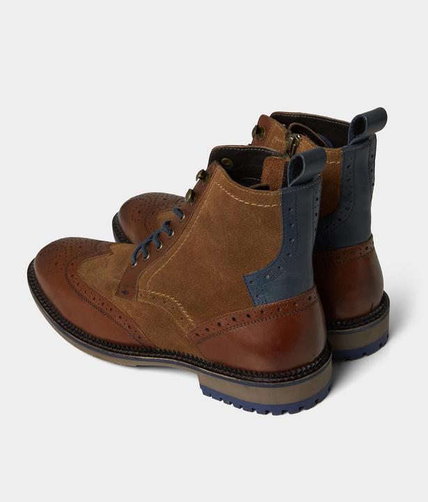 Image du produit Joe Browns Mixed Suede and Leather Tan Brogue Ankle Boots (41)