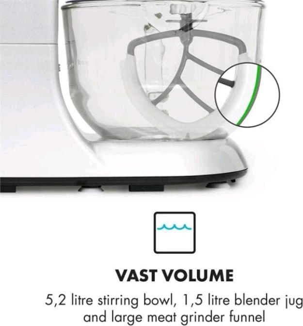 Actual product image Klarstein Lucia Argentea 2G Kitchen Machine Silver (1300 W)