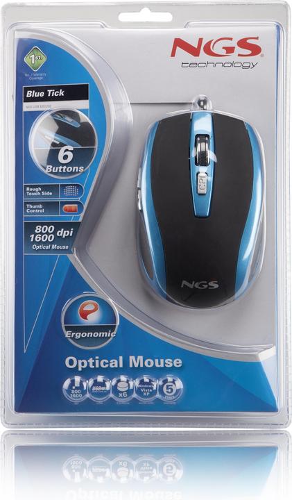 Actual product image NGS Blue tick Mouse right USB Type-A Optical 1600 DPI (Cable)
