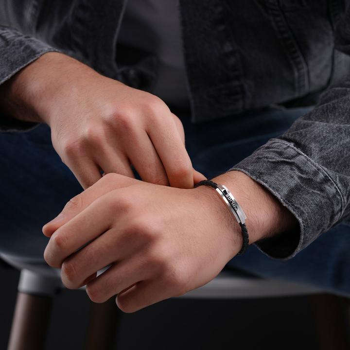 Produktbild Police Gripcord Armband (21 cm, Edelstahl und Leder)