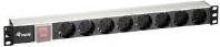 Actual product image equip Power strip 1U 8gang Schuko with switch 1.8m cable aluminum version (8 x, CEE 7/4, 2 m)