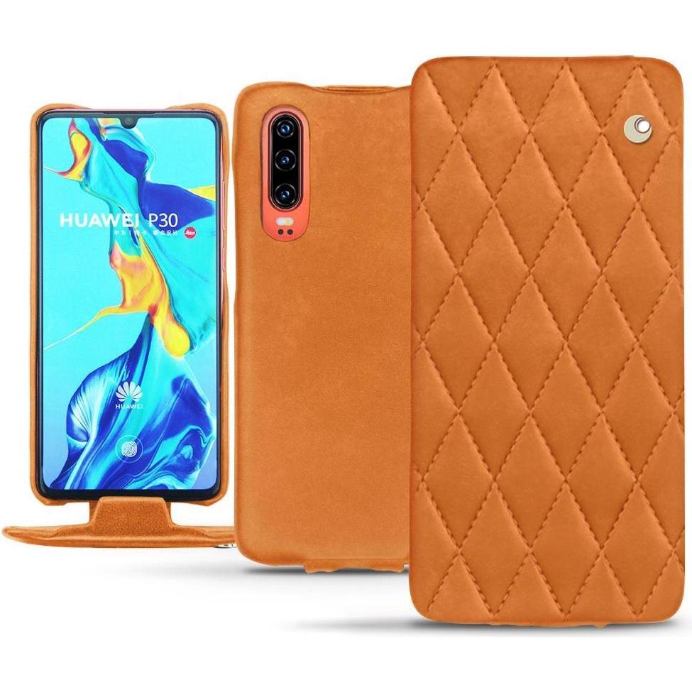 Noreve Lederschutzhülle vertikal (Huawei P30), Smartphone Hülle, Orange