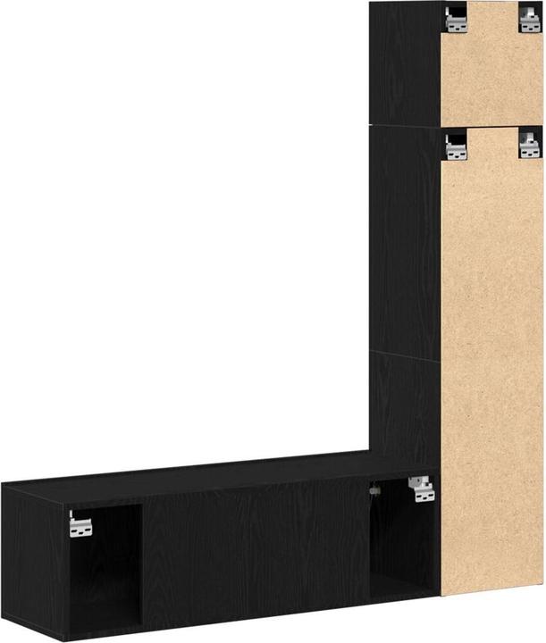 Image du produit vidaXL 3-teiliges Wand-Montage TV-Schrank Set Schwarz Eichenholz Spanplatte (130.50 x 30 x 140 cm)