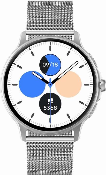 Produktbild Gravity GT12-7 Damen-Smartwatch, schwarzes Silikonarmband + silbernes Armband