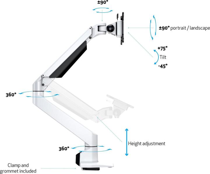 Immagine prodotto Multibrackets Braccio per monitor singolo bianco (Tavolo, 32", 10 kg)