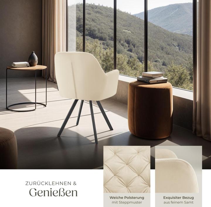 Image du produit tectake Fauteuil pivotant en velours Lucia, rembourré