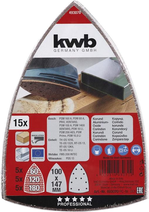 Immagine prodotto kwb Set di dischi in velcro (60, 120, 180)