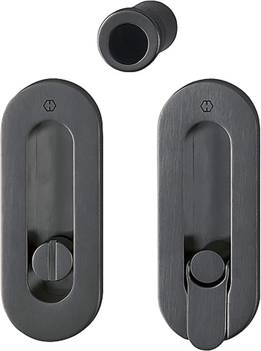 Hoppe Schiebetürmuschel Set M472 -WC, ovale Rosette, Messing schwarz satiniert