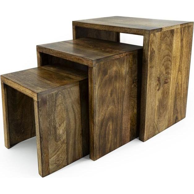 Noor, Hocker + Pouf, Hocker - aus Mangoholz - Grösse L - ca. 35 x 28 x 37 cm - 1 Stück