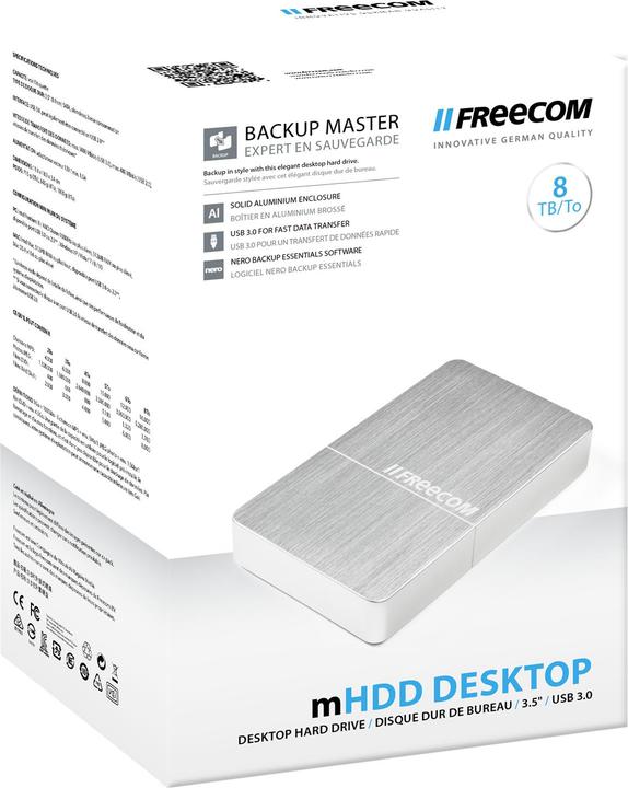 Produktbild Freecom mHDD Desktop Drive - 8TB Silver (8 TB)