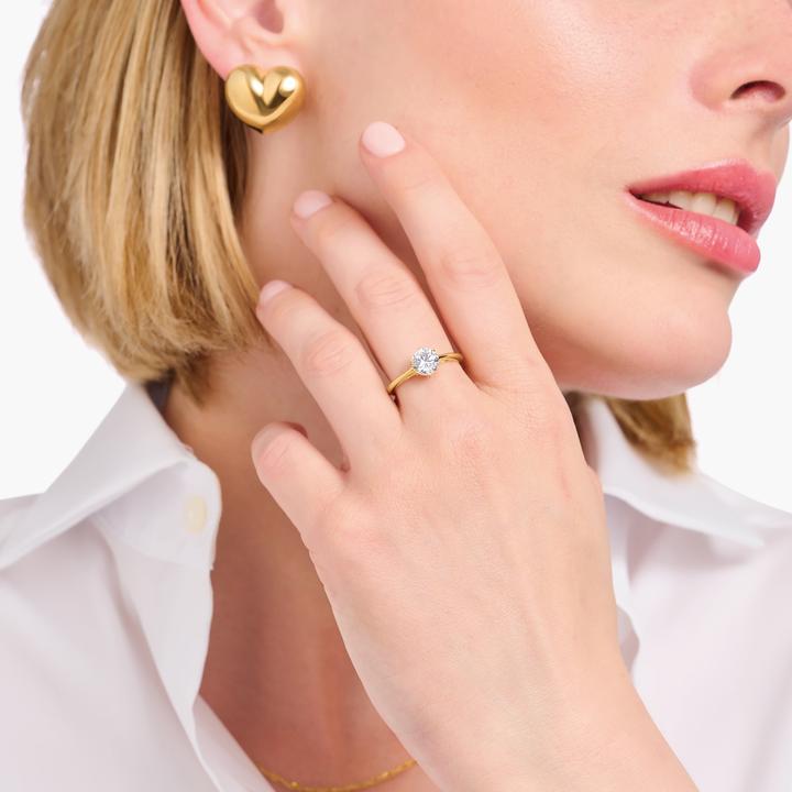 Produktbild Thomas Sabo Ring mit weissem Stein im Brillantschliff (58, 925 Silber)