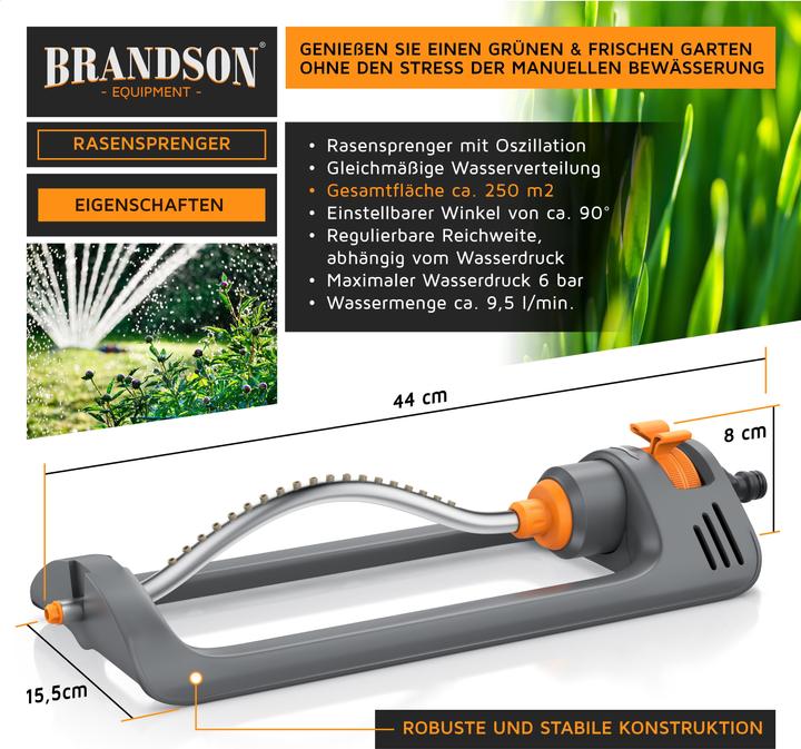 Immagine prodotto Brandson Irrigatore quadrato, irrigatore per prato, irrigatore a oscillazione, fino a 153 m², raggio (Irrigatore quadrato)