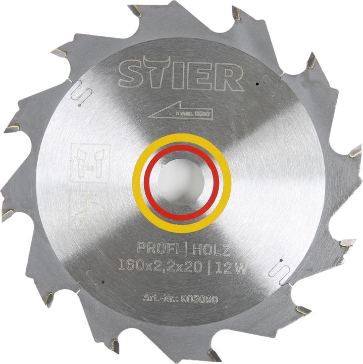 Stier Profi Kreissägeblatt Holz 160x2,2x20 12W 20° Spanwinkel