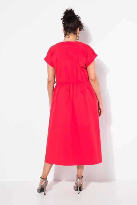 Produktbild Ulla Popken Maxikleid, Popeline, V-Ausschnitt, Halbarm, Taschen (50, 52)