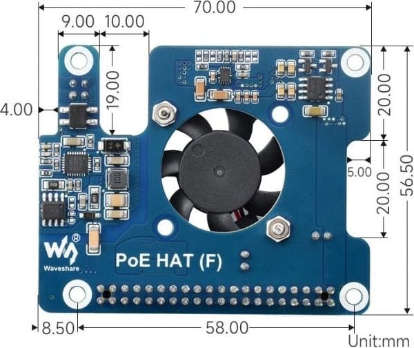 Immagine prodotto WaveShare PoE HAT for Raspberry Pi 5 (C'E')
